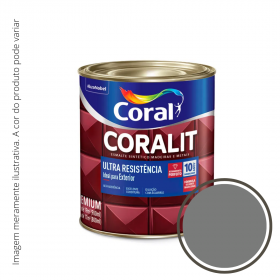 Esmalte Coralit Ultra Resistência Brilhante Cinza Médio 0,9L..