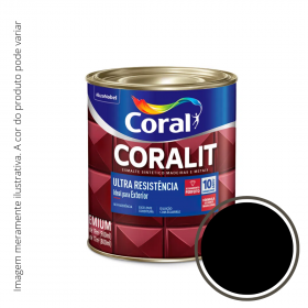 Esmalte Coralit Ultra Resistência Brilhante Preto 0,9L.